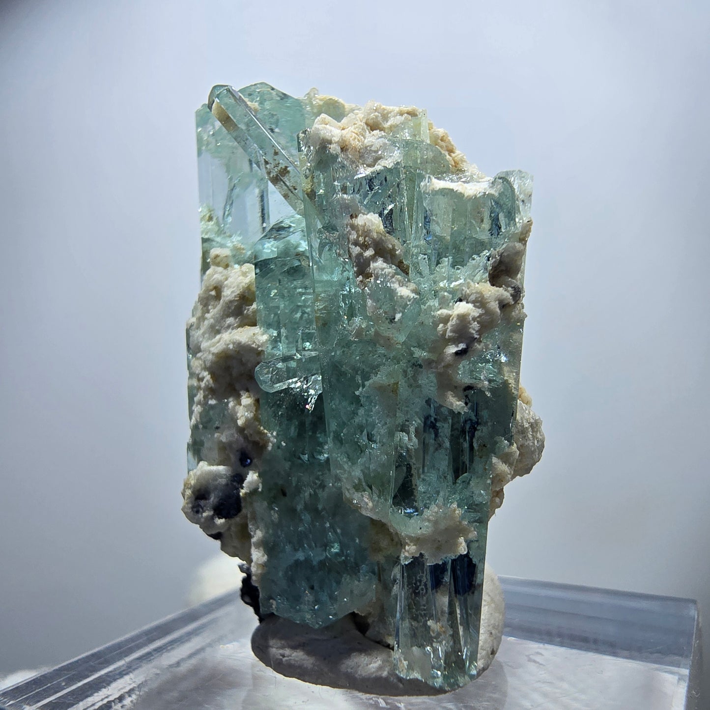 Seltene Aquamarin XX mit Orthoklas, Schörl Turmalin Erongo, Namibia 29*20*17mm