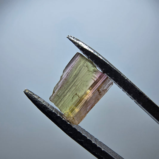 Seltener Elbait Turmalin Kristall, grün rosa Minas Gerais, Brasilien 7*6*2mm