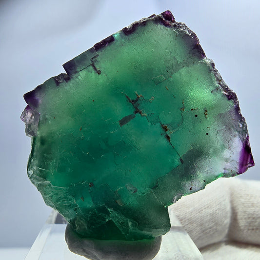 Cube de fluorite fantôme, parquet zonal vert violet Okorusu, Namibie 41*38*14mm