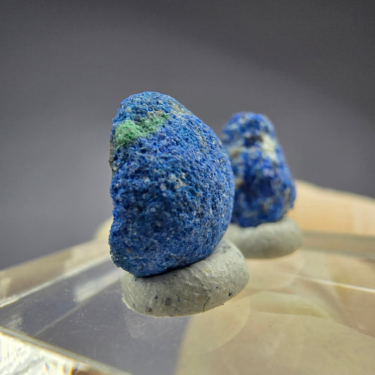 2x seltene Azurit Blueberry - Set 11,5mm + 11mm Durchmesser aus USA, New Mexico