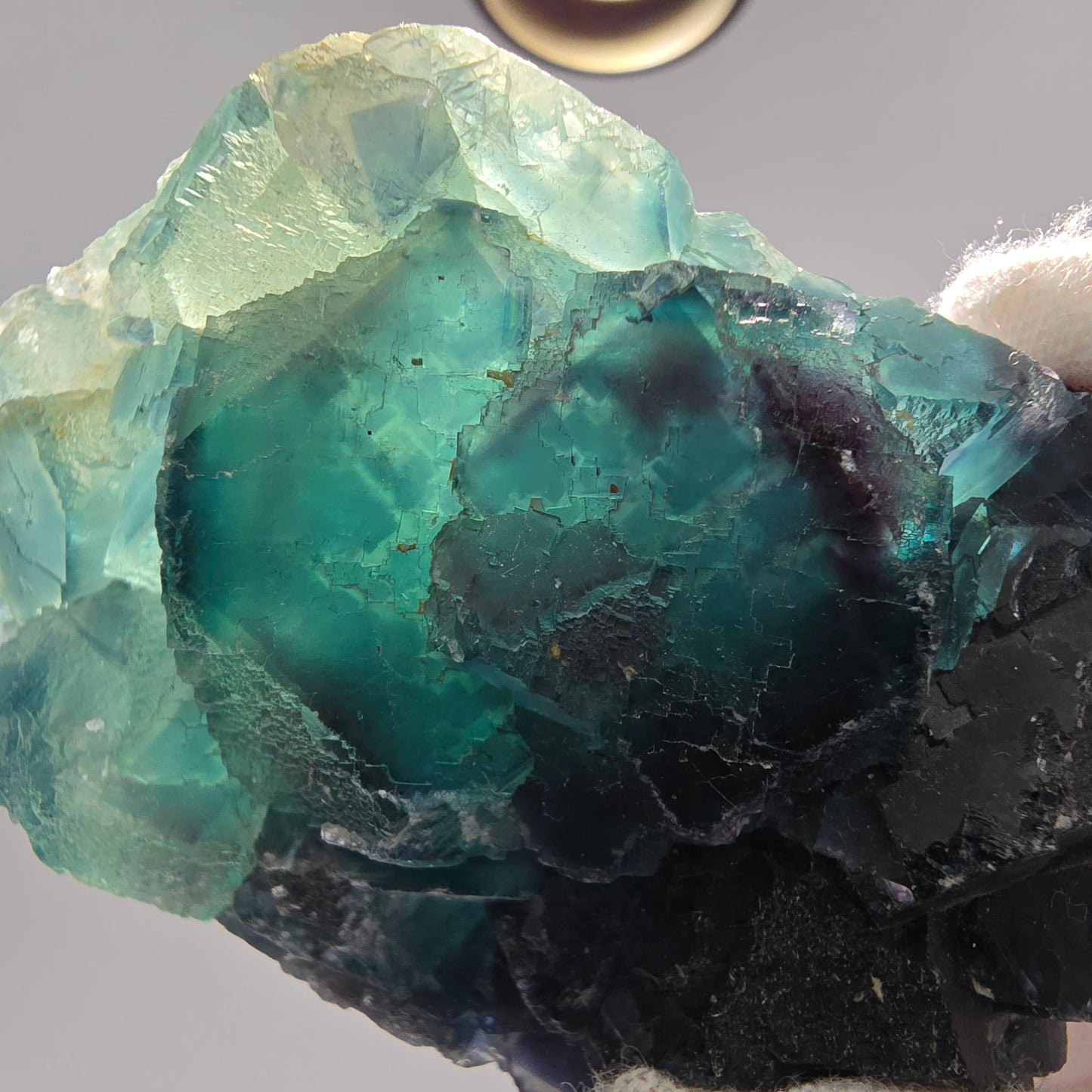 Seltene Phantom Fluorit Würfel Stufe grün lila zonar Okorusu, Namibia 76*44*23mm