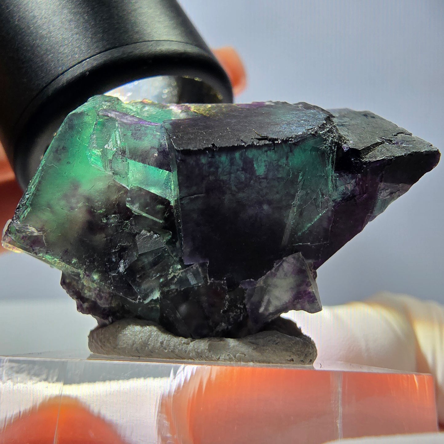 Phantom Fluorit Würfel Stufe, parkettiert grün lila Okorusu, Namibia 35*28*27mm