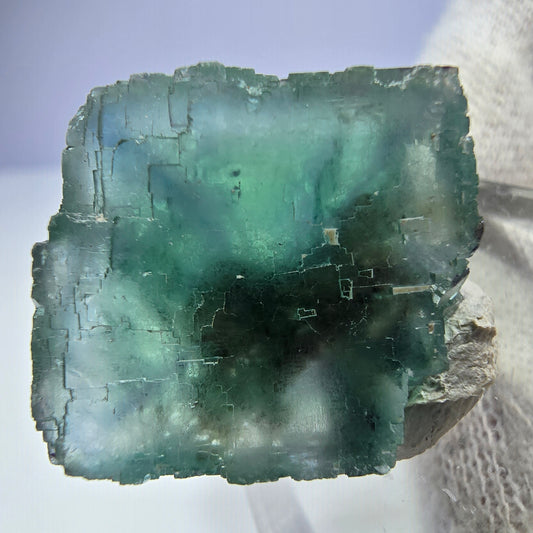 Cube de fluorite fantôme transparent parqueté vert turquoise Okorusu Namibie 26*24*16mm