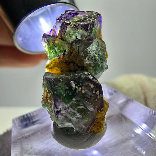 Phantom Fluorit Würfel Muskovit Schörl Turmalin Stufe Erongo, Namibia 23*12*13mm