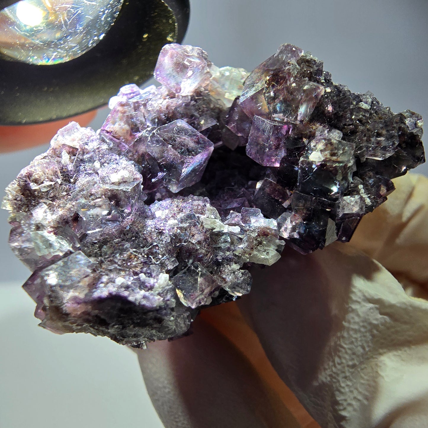 Rare cube de fluorite fantôme, spécimen de quartz violet Okorusu, Namibie, 43 x 31 x 27 mm
