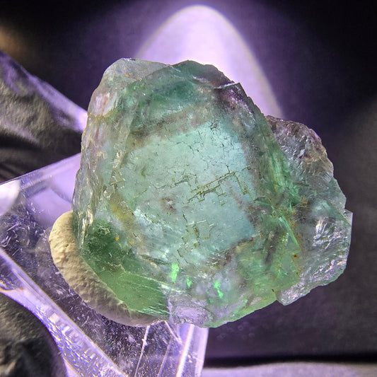 Rare cube de fluorite fantôme vert violet 29*26*11mm Okorusu, collection Namibie