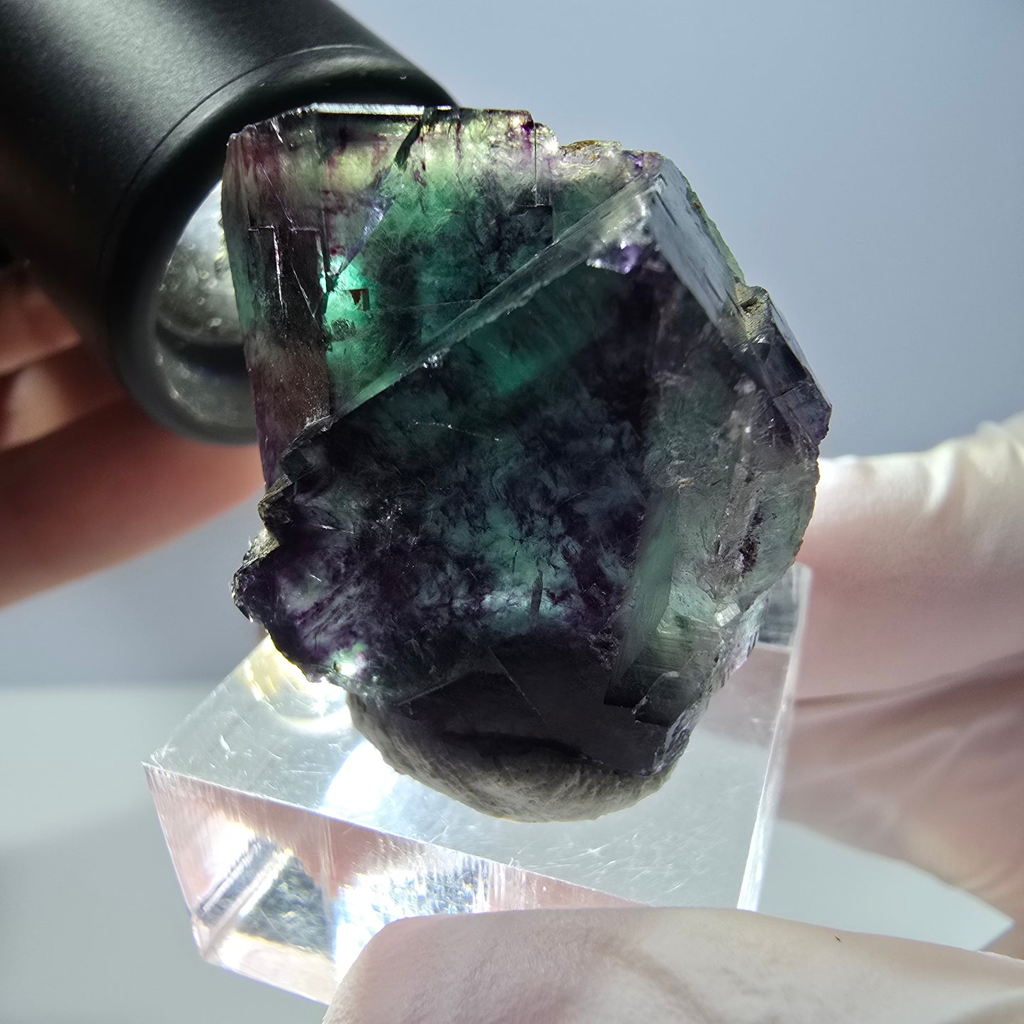 Phantom Fluorit Würfel Stufe, parkettiert grün lila Okorusu, Namibia 41*28*22mm