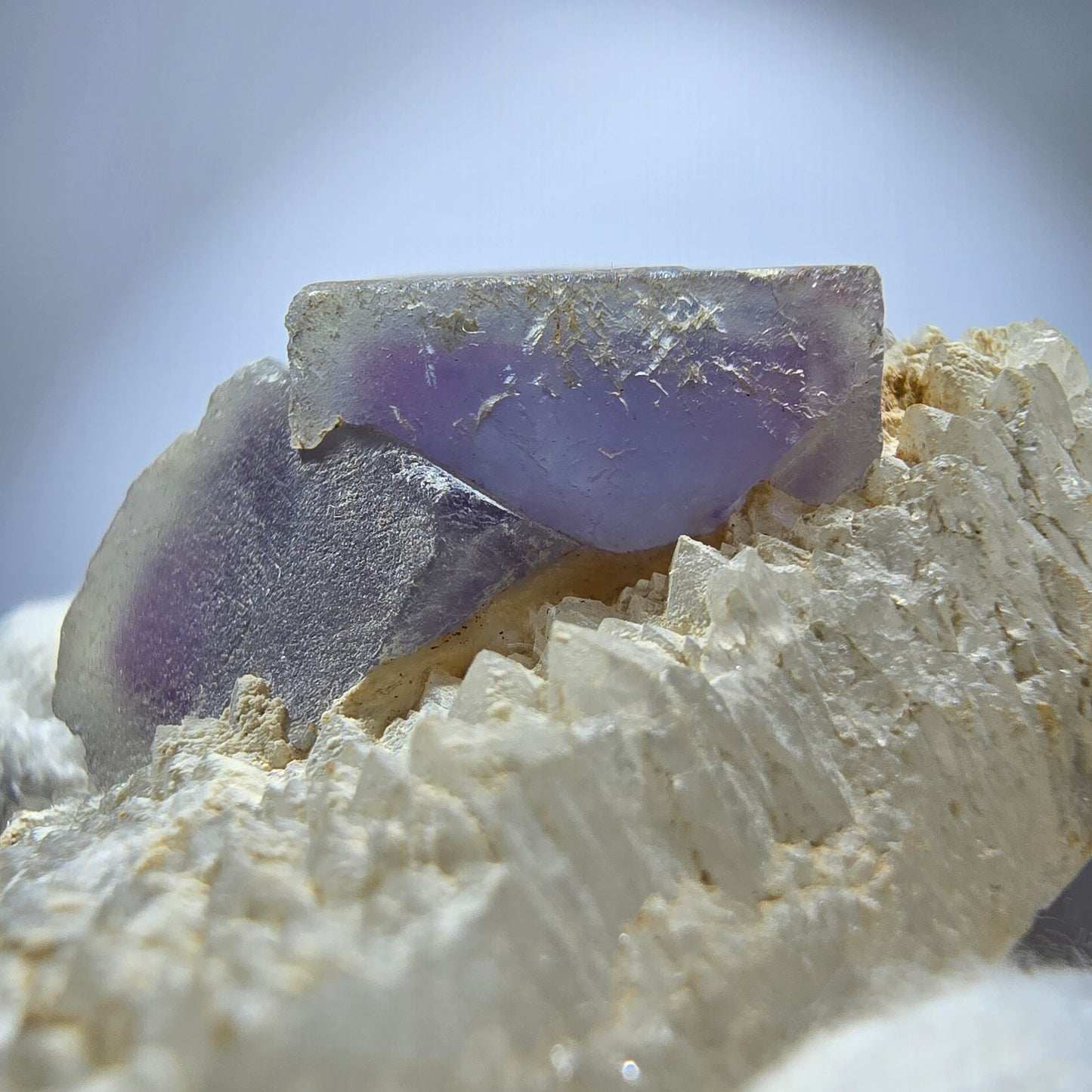 Cube de fluorite fantôme, spécimen de quartz vert violet, Omehane, Namibie, 38 x 23 x 24 mm