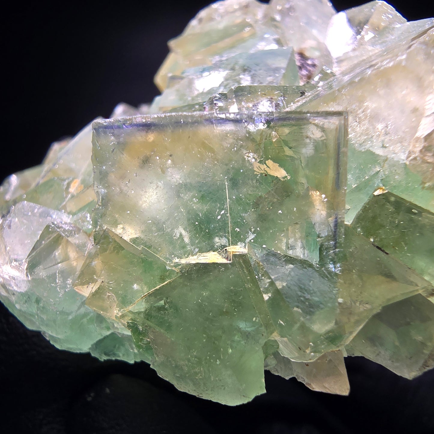 Cube de fluorite fantôme transparent, vert jaune Okorusu namibie 53x47x18mm, Collection