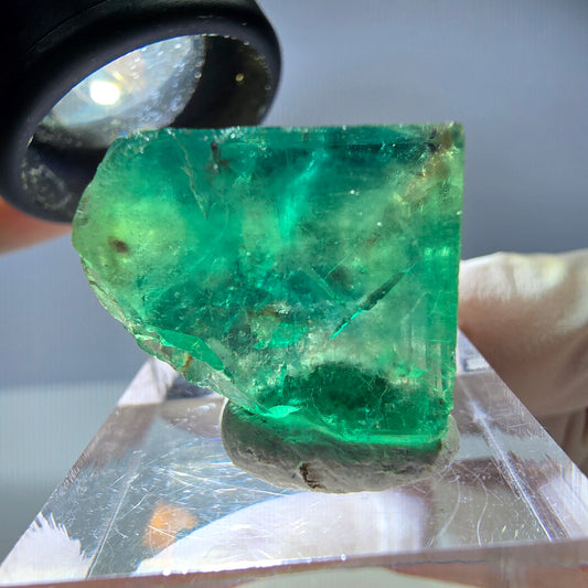 Seltener Phantom Fluorit Würfel parkettiert grün Okorusu, Namibia 21*18*12mm