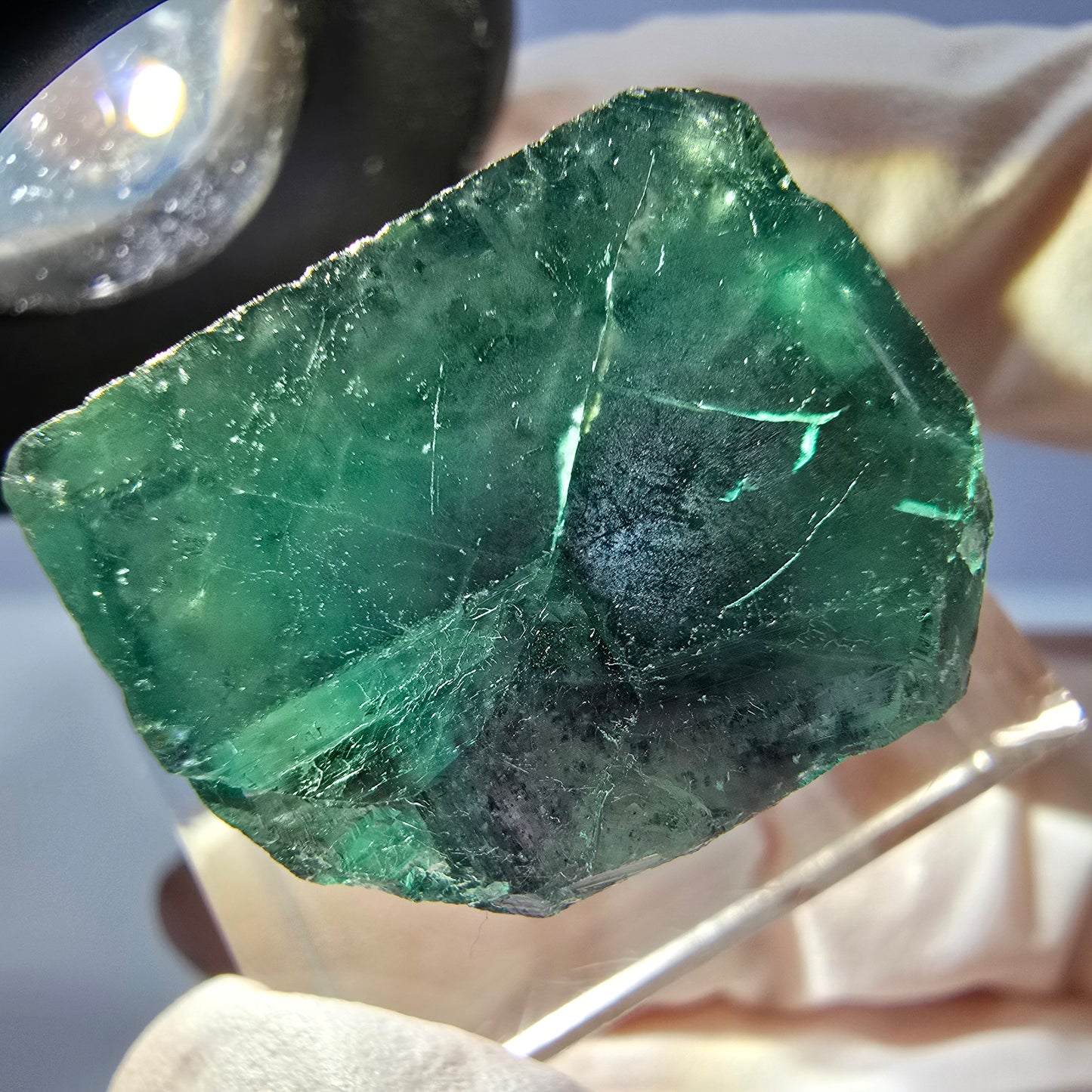 Klarer Phantom Fluorit Würfel parkettiert, grün Okorusu, Namibia 21*17*16mm
