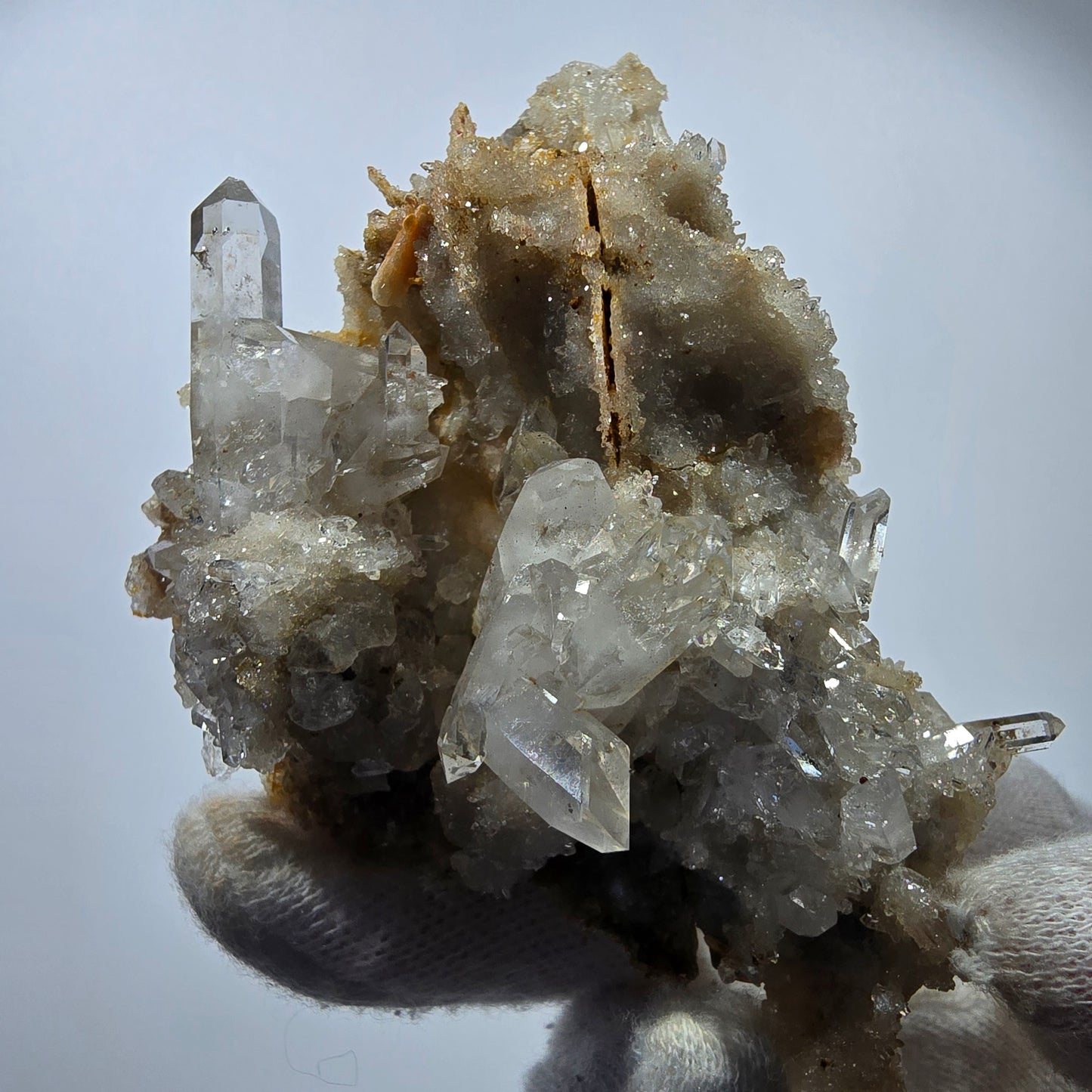 Phantom Smoky Quartz DT, UV Calcite on Matrix Specimen Valentine Pocket, Namibia 86*60*34mm