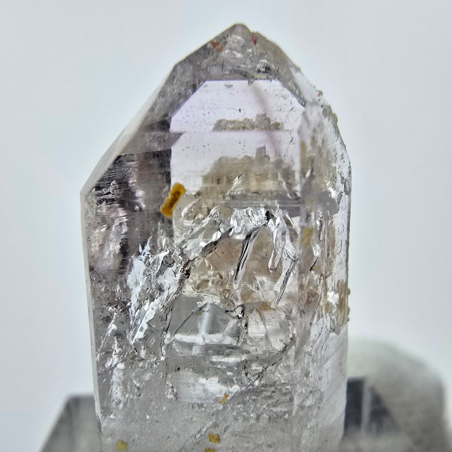 Lemurian Phantom Amethyst with Stilbite Streep Mine, Goboboseb, Namibia 29*15*9mm