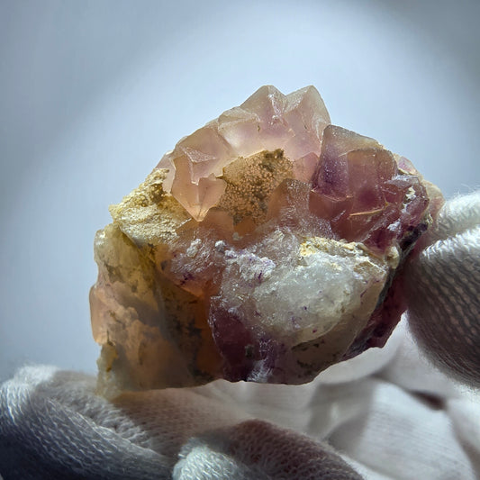 Phantom Fluorit Würfel, Quarz Stufe lila Omehane, Namibia 44*41*26mm