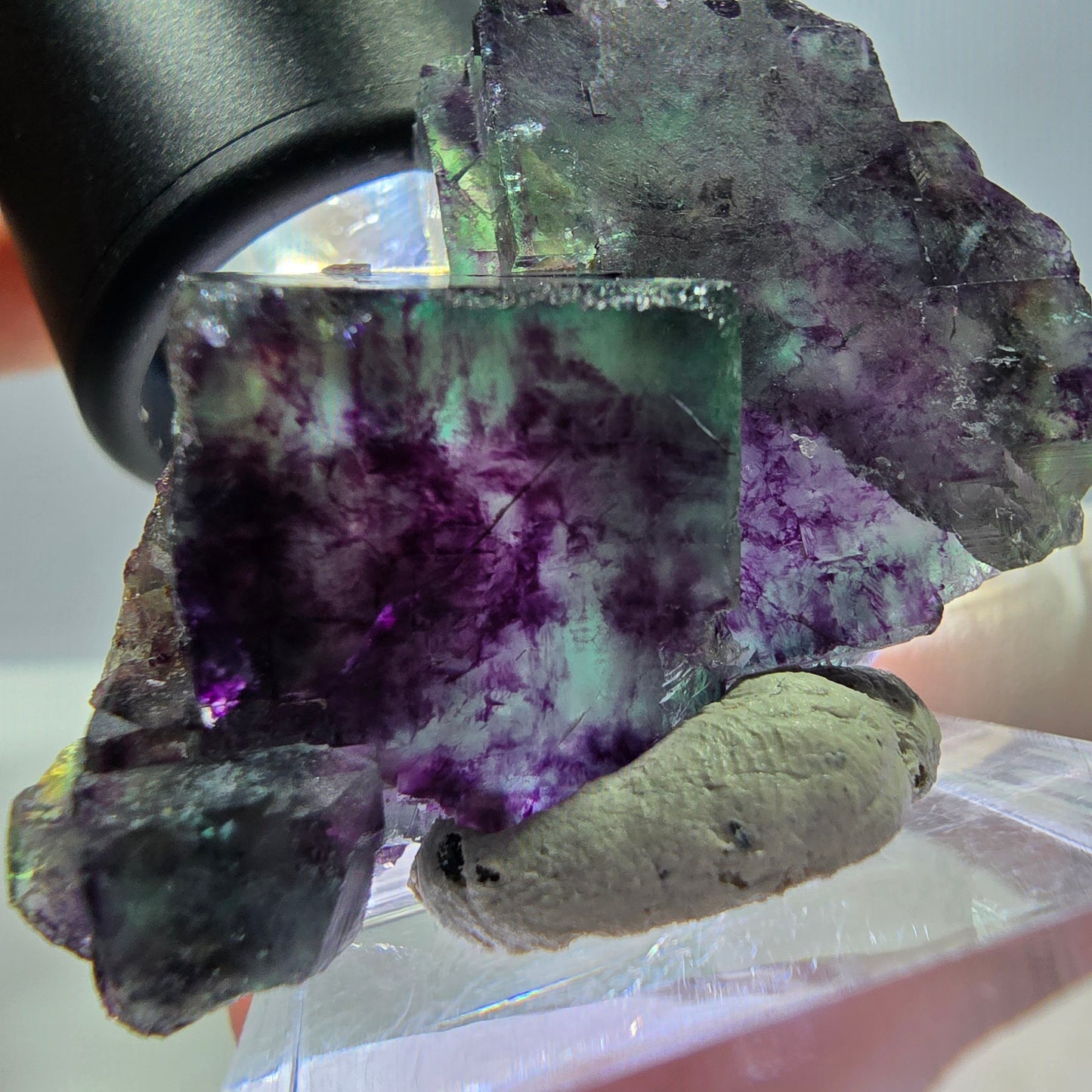 Seltene Fluorit Würfel Stufe, grün lila Okorusu, Namibia 42*30*16mm