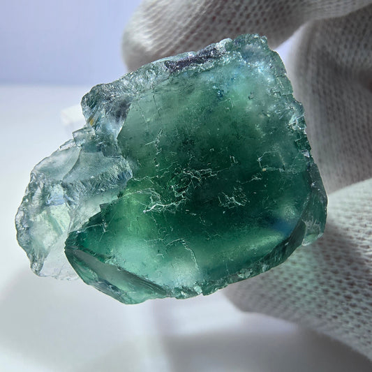 Cube de fluorite fantôme transparent parqueté vert turquoise Okorusu Namibie 33*22*22mm