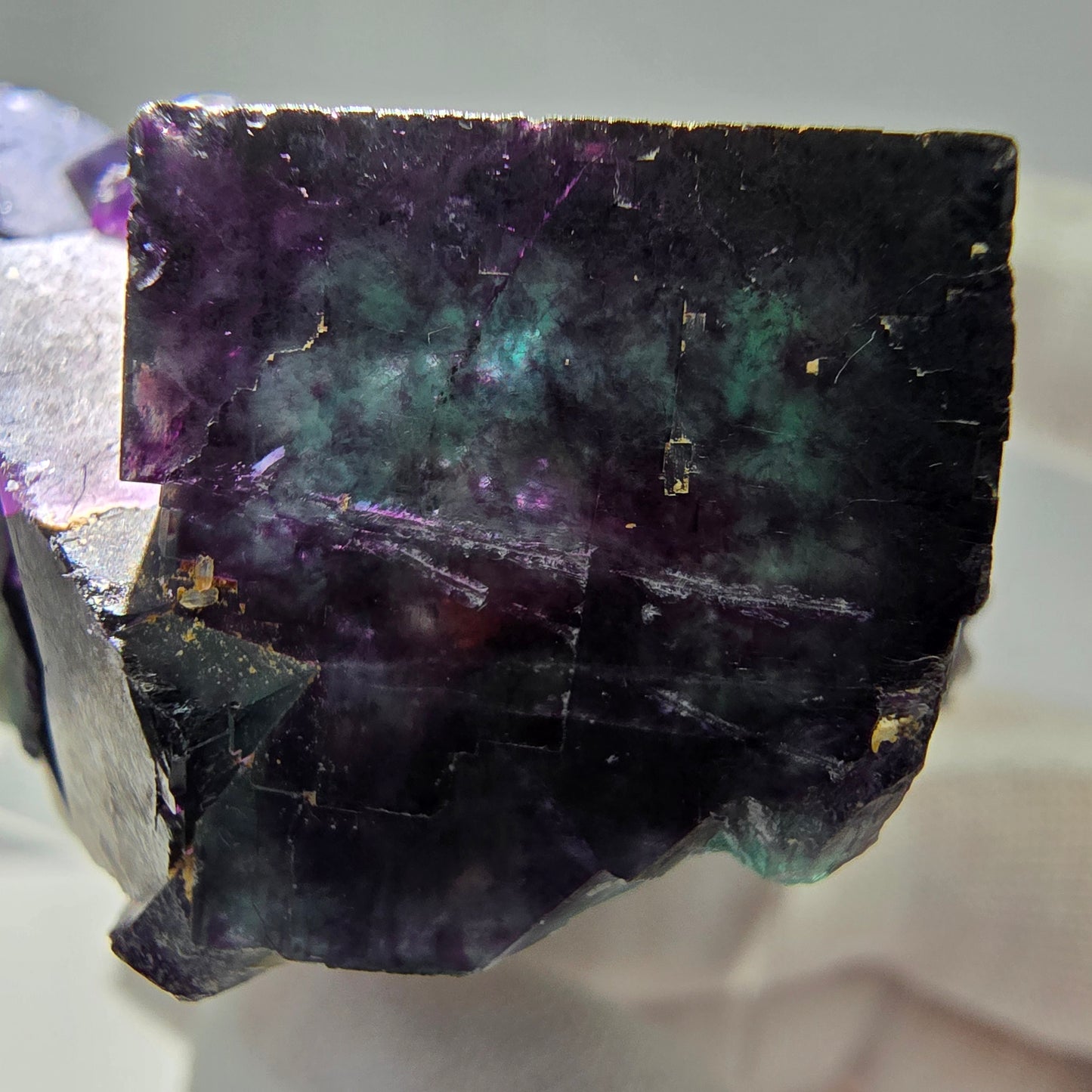 Seltene Phantom Fluorit Würfel Stufe Tie-Dye Pocket, Okorusu, Namibia 61*43*26mm
