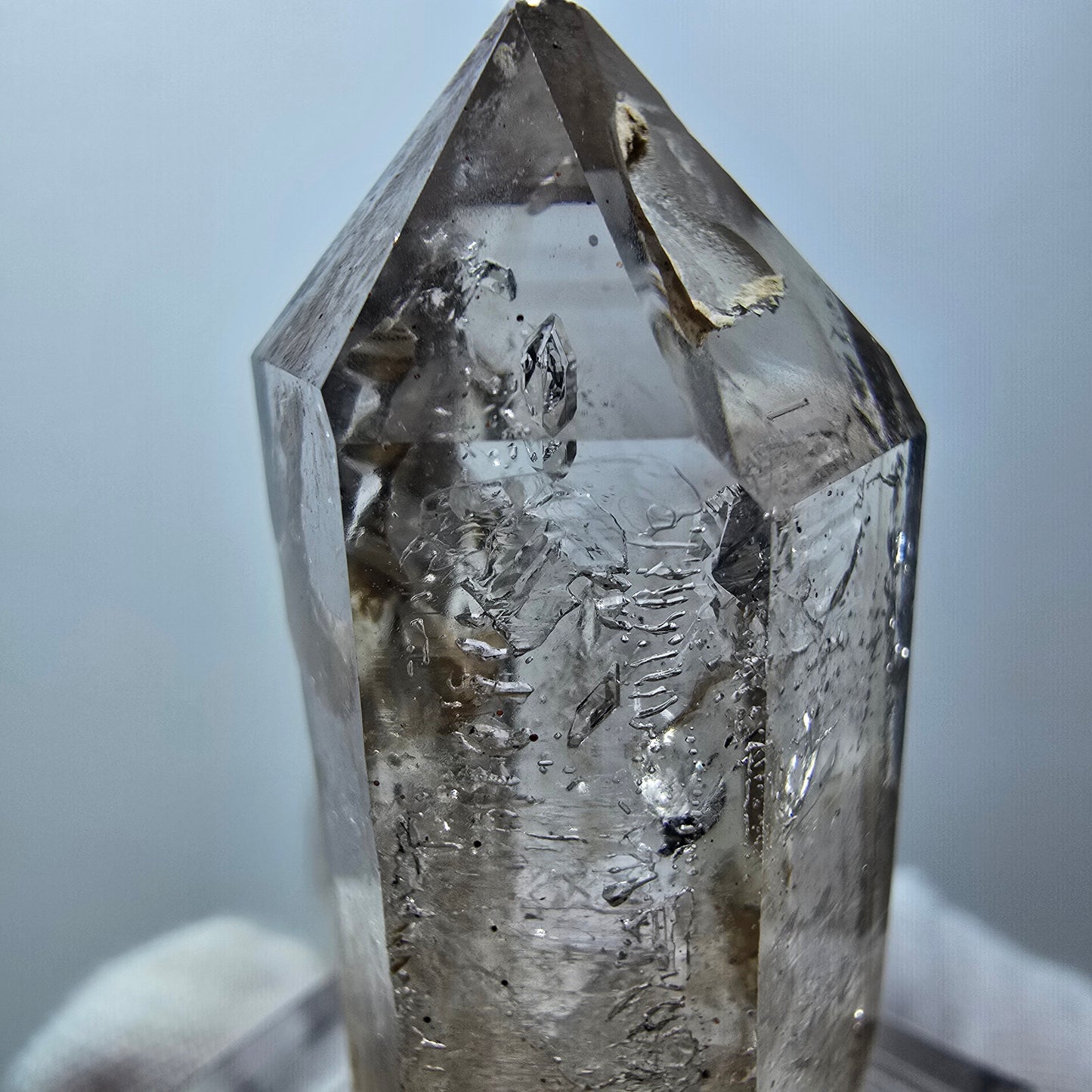 Enhydro Phantom Rauchquarz Zepter, 1x Blase Goboboseb, Namibia 44*21*19mm