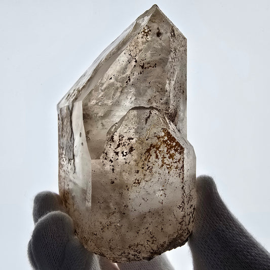 Sceptre de fenêtre Enhydro en quartz fumé, grande bulle, poche Saint-Valentin, Namibie, 88 x 64 x 36 mm