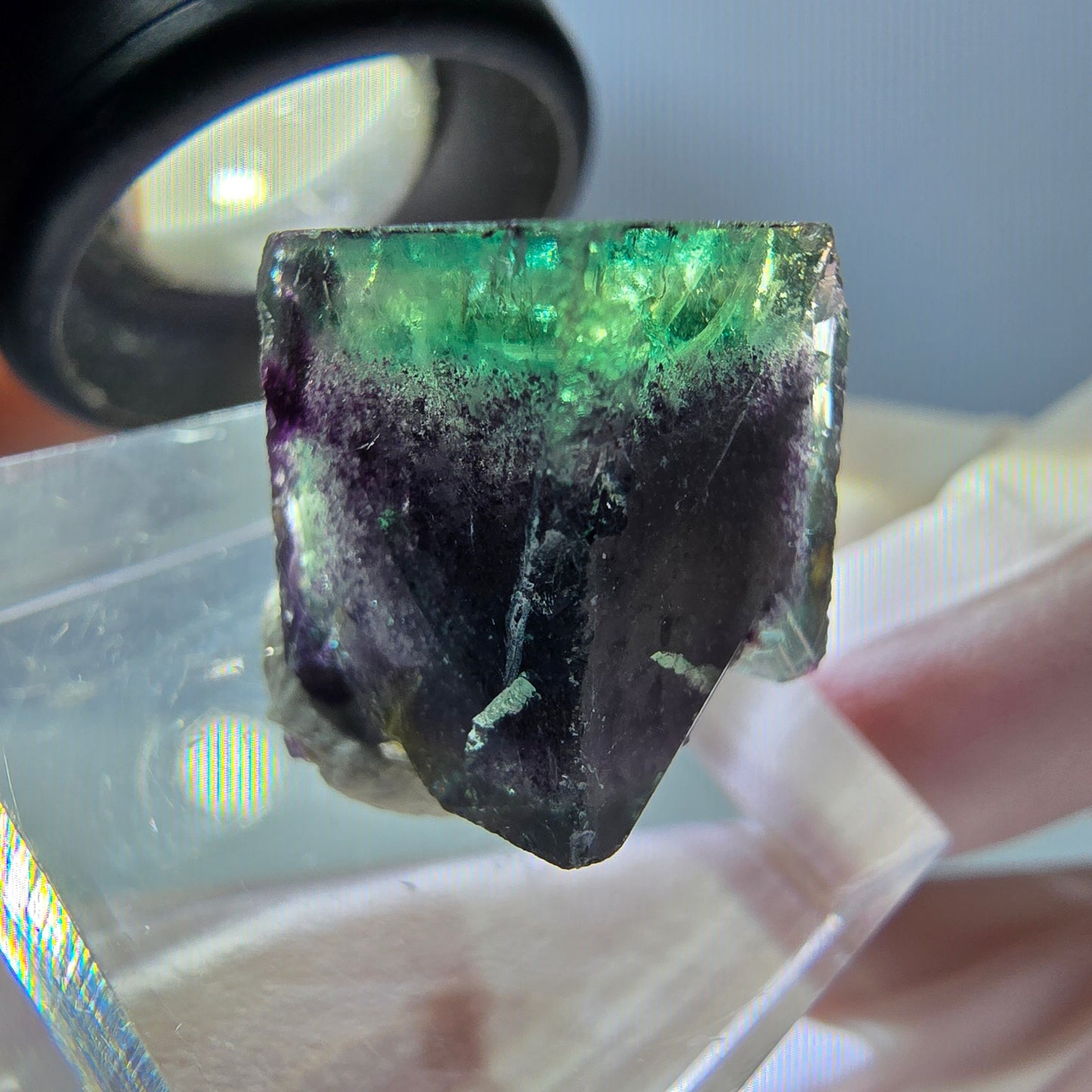 Phantom Fluorit Würfel Stufe, grün lila Okorusu, Namibia 15*12*11mm