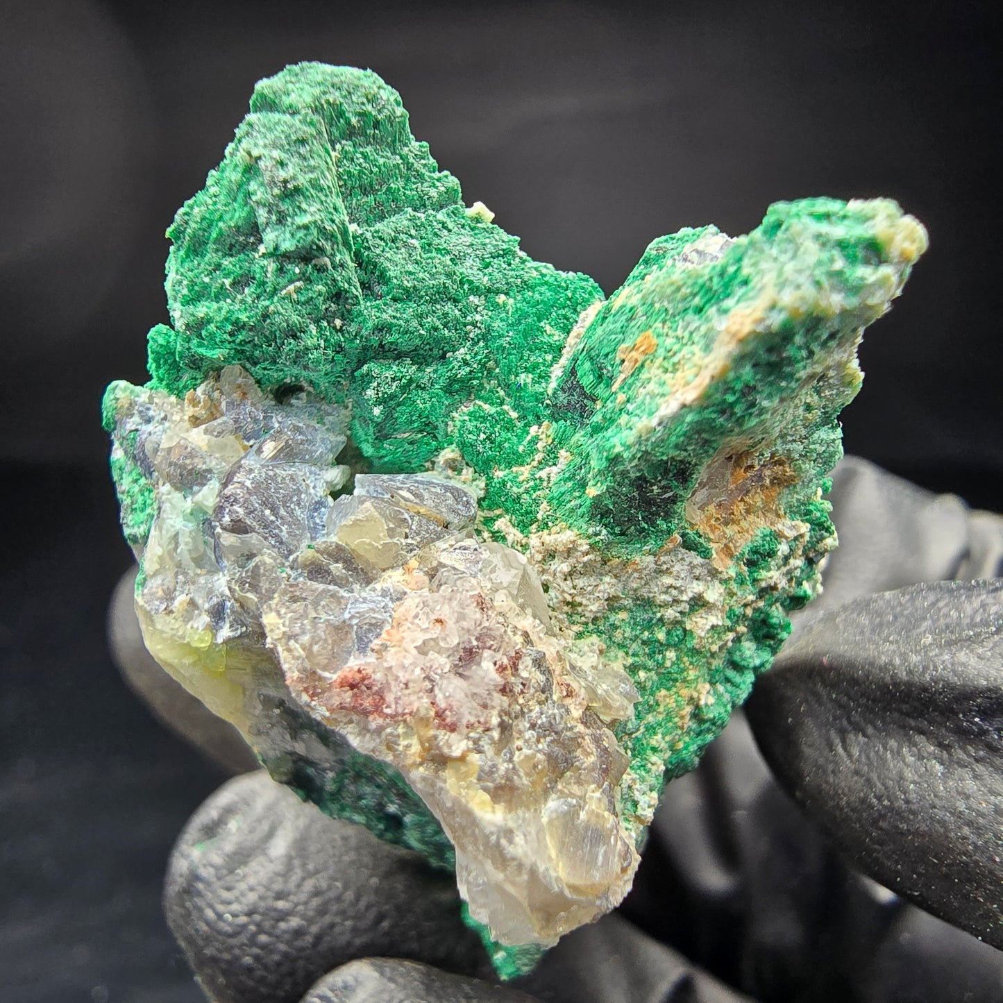 Seltene Malachit, Quarz Stufe Kaokoveld, Namibia 46*30*26mm Mineraliensammlung