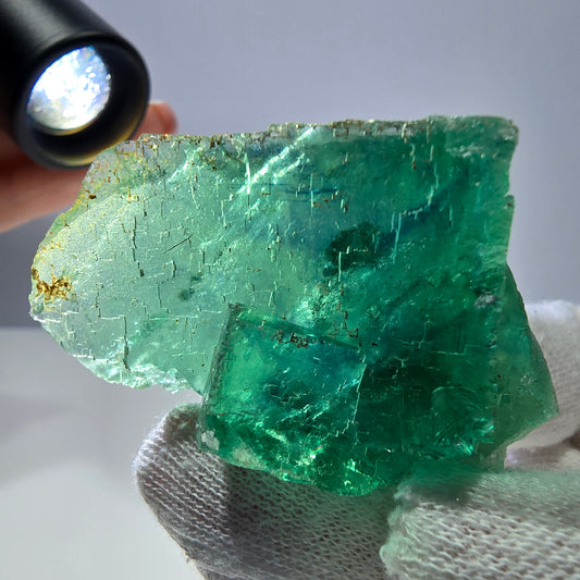 Seltene Phantom Fluorit Würfel Stufe parkettiert grün Okorusu Namibia 55*36*23mm