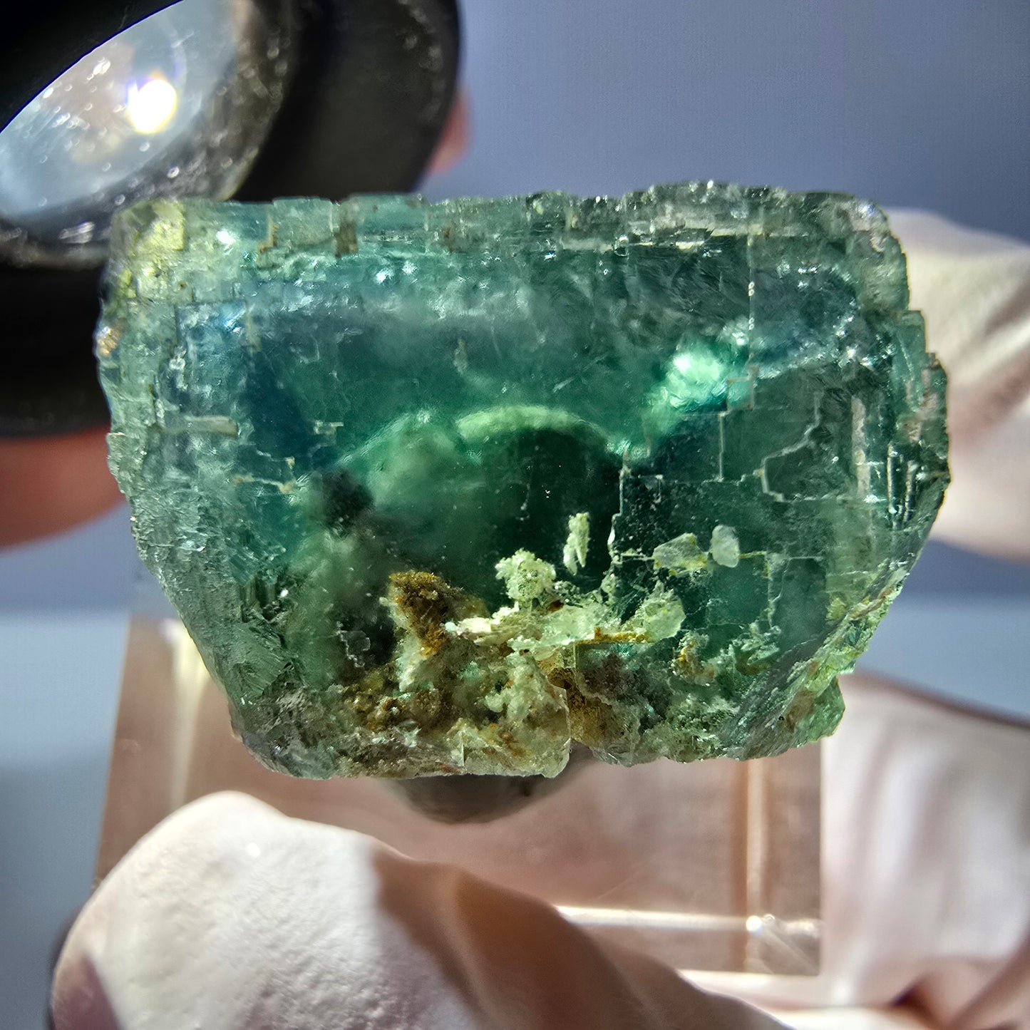 Klarer Phantom Fluorit Würfel parkettiert, grün Okorusu, Namibia 22*17*16mm