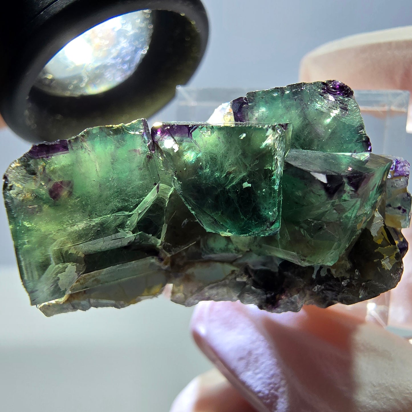 Phantom Fluorit Würfel Stufe, grün lila Okorusu, Namibia 39*18*12mm
