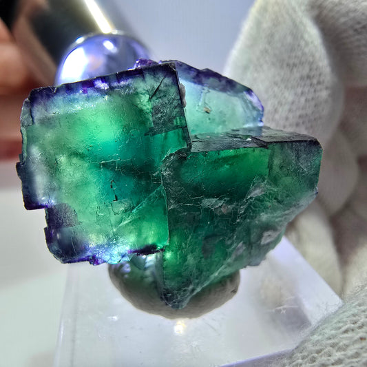 Spécimen de cube de fluorite fantôme parqueté zonal Okorusu, Namibie 28*23*15mm