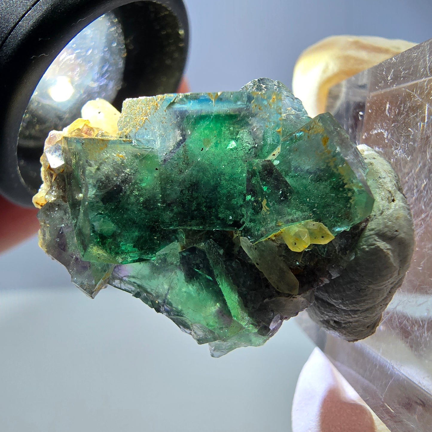 Phantom Fluorit Würfel, Quarz Stufe, grün Okorusu, Namibia 28*23*16mm