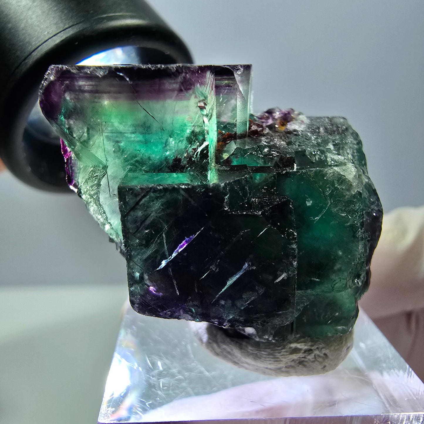 Seltene Fluorit Würfel Stufe, grün lila Okorusu, Namibia 29*28*27mm