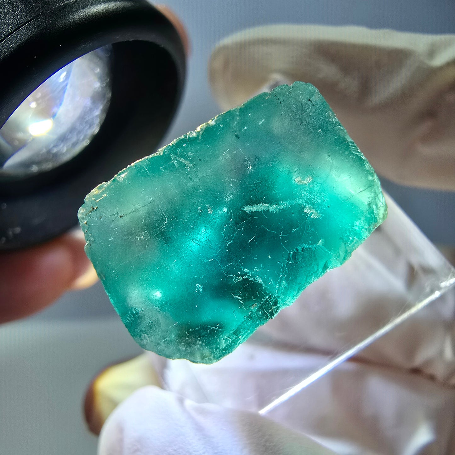 Klarer Phantom Fluorit Würfel parkettiert, grün Okorusu, Namibia 20*17*13mm