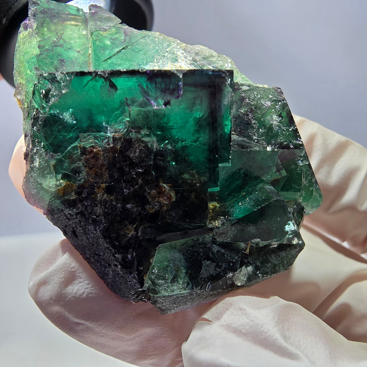 Spécimen de cube de fluorite fantôme parqueté vert violet Okorusu, Namibie 46*37*25 mm