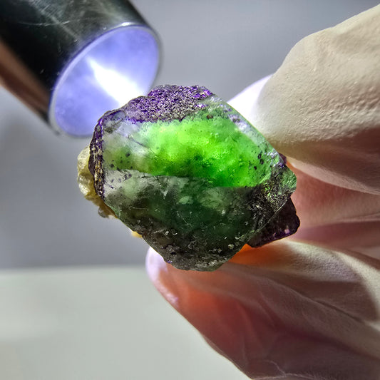 Phantom Fluorit Würfel, zonal, Muskovit Stufe Erongo, Namibia 24*17*12mm