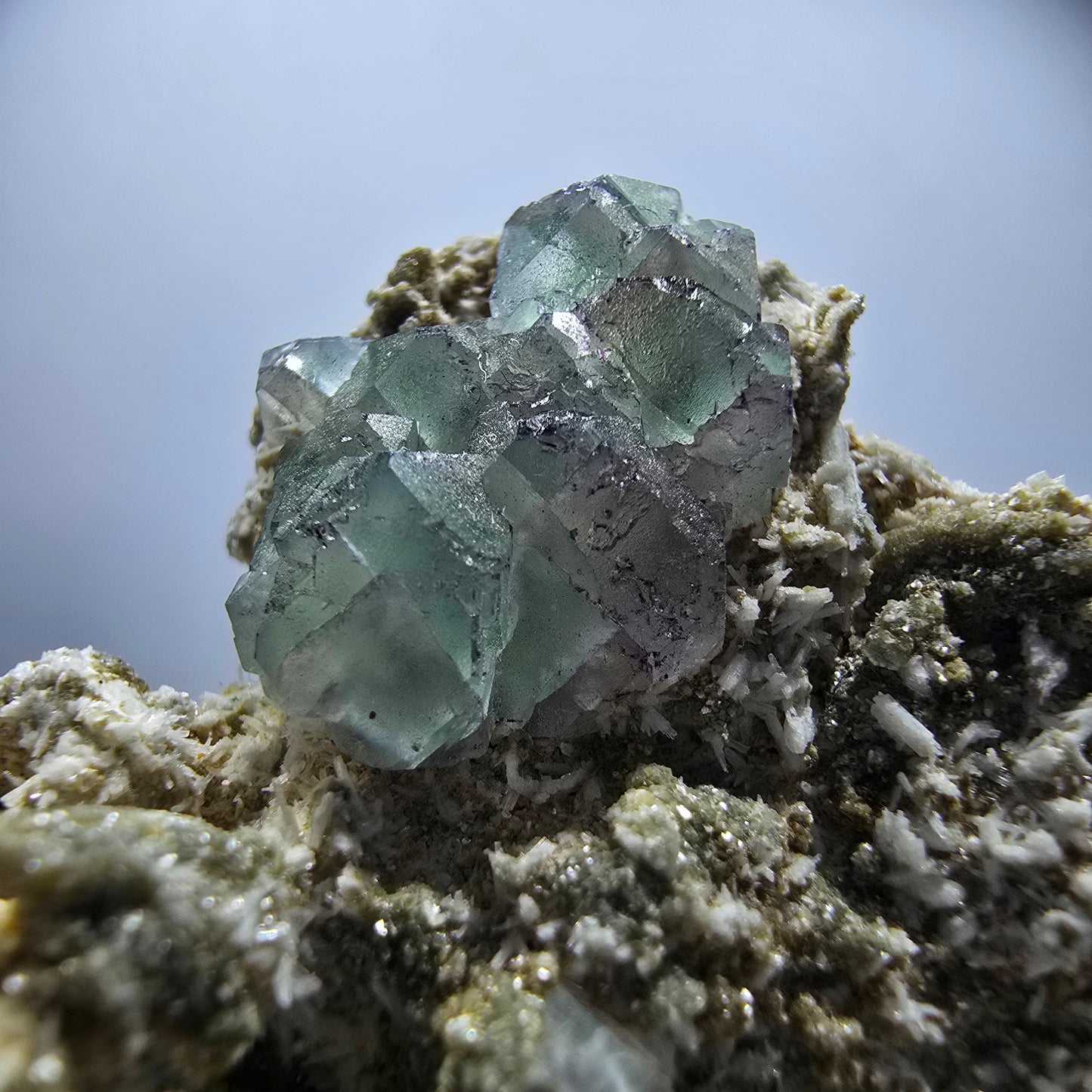 Phantom Fluorite, Muscovite, Hyalite, Schörl, Orthoclase Erongo, Namibia 70*59*31mm