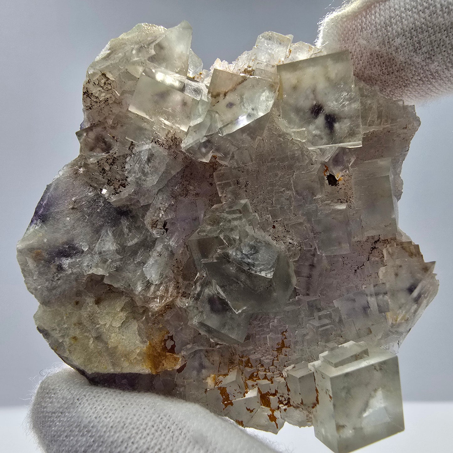 Seltene UV Phantom Fluorit Würfel, Quarz Stufe Brandberg, Namibia 57*52*19mm