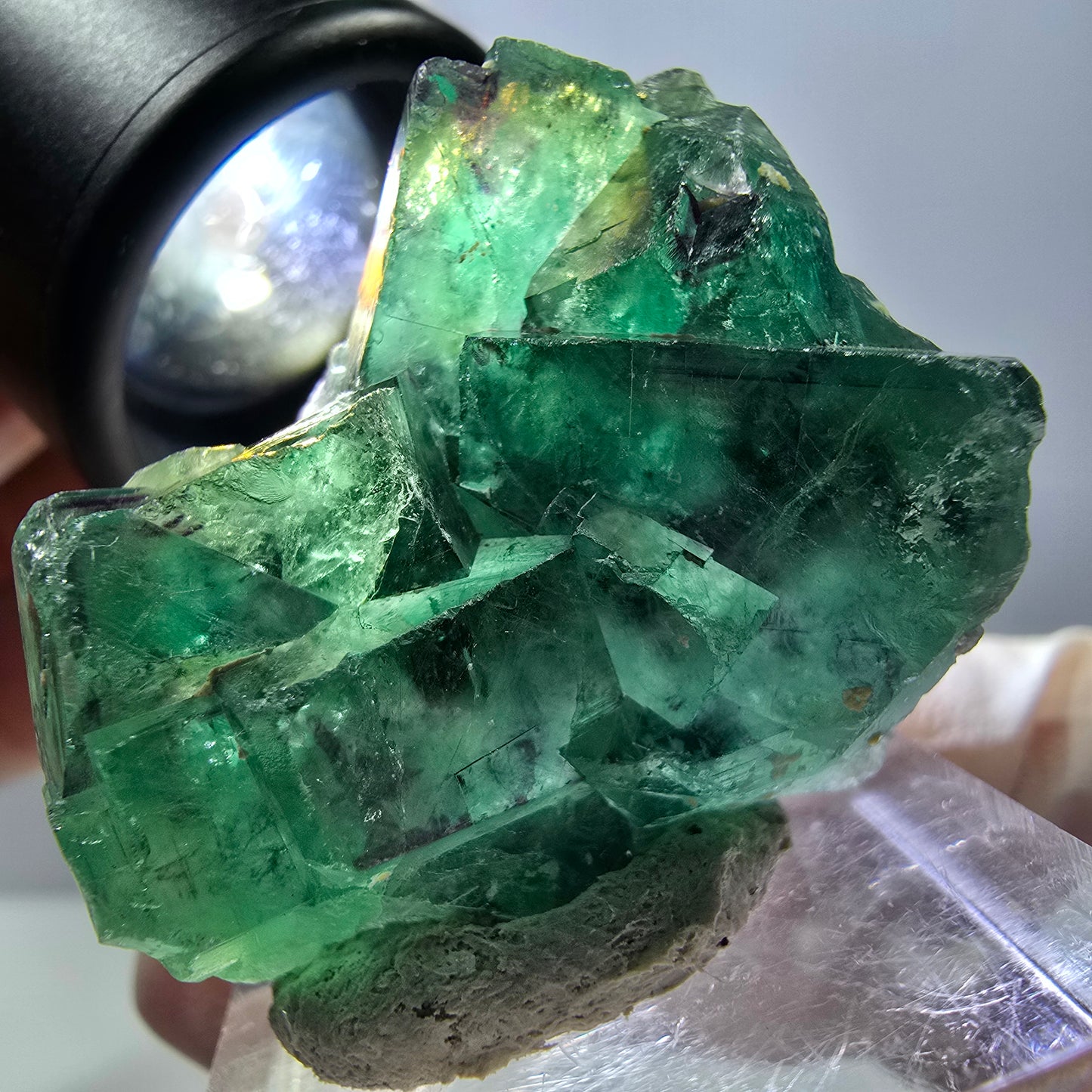 Phantom Fluorit Würfel Stufe, grün lila Okorusu, Namibia 34*30*16mm