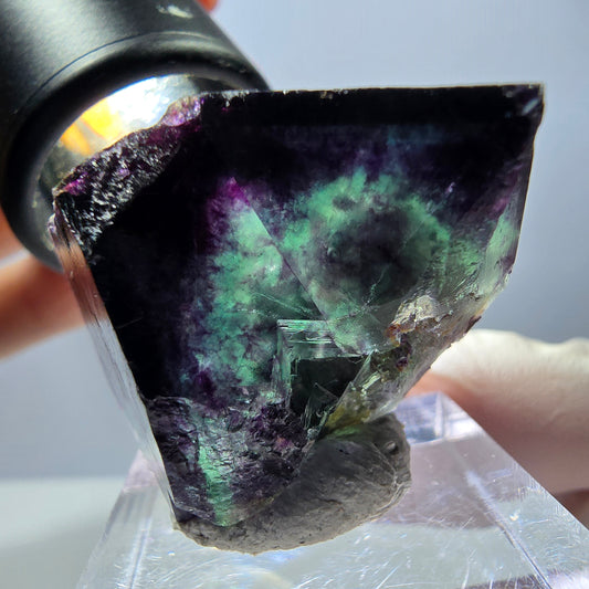 Seltene Fluorit Würfel Stufe, grün lila Okorusu, Namibia 36*26*22mm