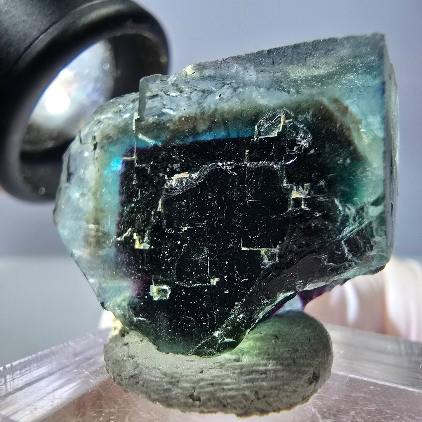 Phantom Fluorite cube parquetted, green purple Okorusu, Namibia 27*22*21mm