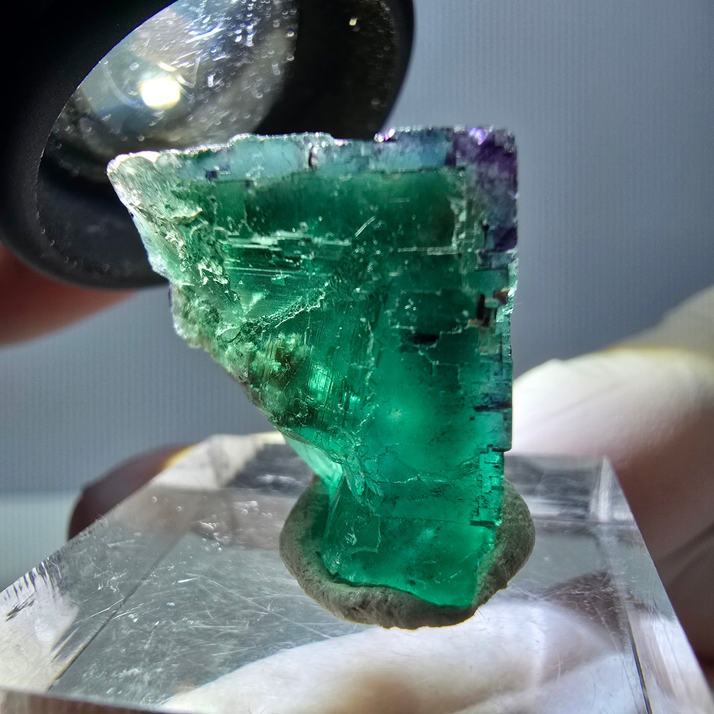Phantom Fluorit Würfel Stufe, parkettiert grün lila Okorusu, Namibia 20*19*18mm