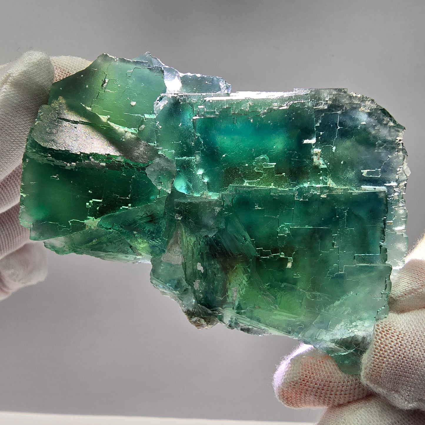Große Phantom Fluorit Würfel Stufe grün braun Okorusu, Namibia 90*54*30mm