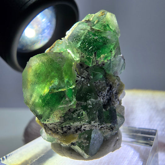 Phantom Fluorit, Schörl Turmalin, Muskovit Stufe Erongo Namibia 31*20*25mm