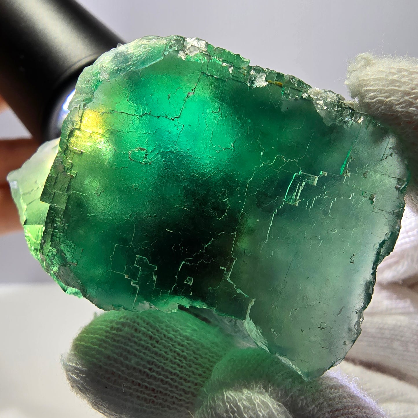 Rare spécimen de cube de fluorite fantôme, parqueté vert Okorusu, Namibie, 52 x 41 x 31 mm