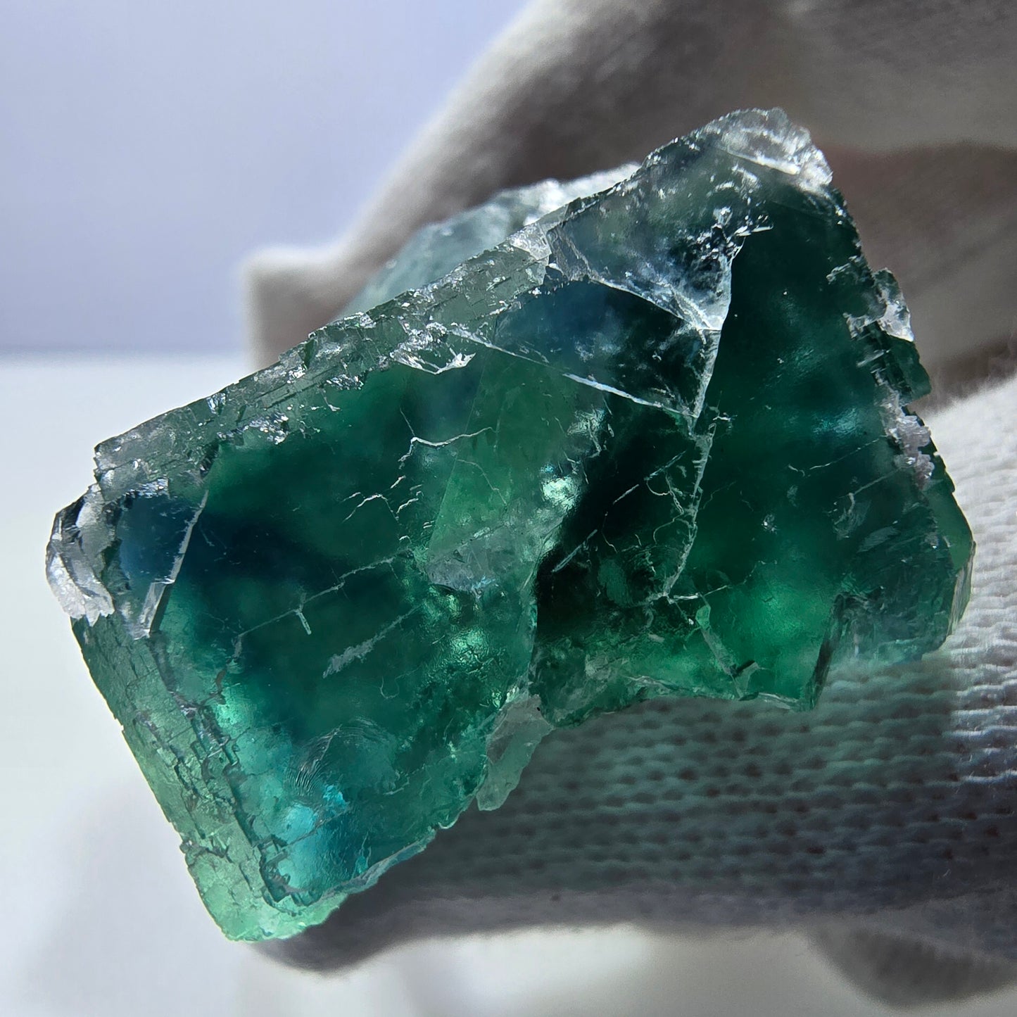 Phantom Fluorite cube specimen parquetted green turquoise Okorusu, Namibia 47*42*21mm