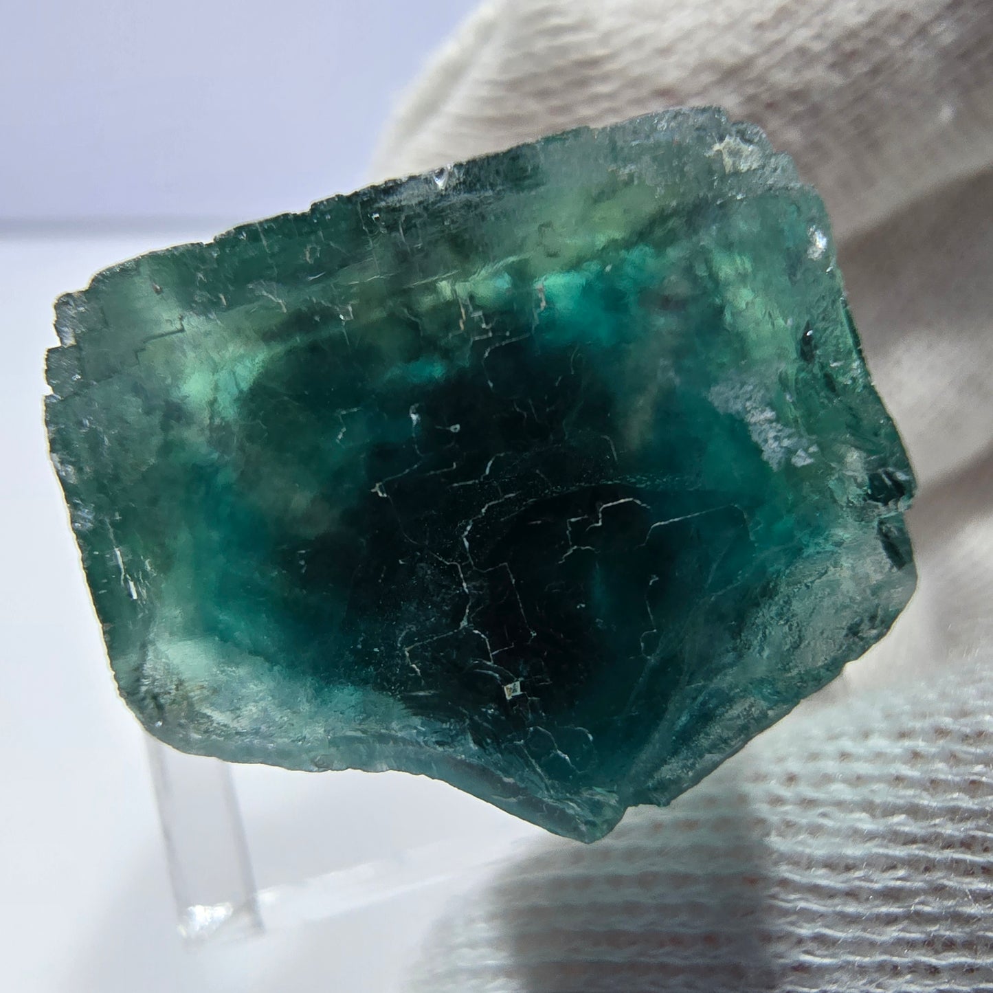 Rare cube de fluorite fantôme, vert violet, Okorusu, Namibie, 26 x 26 x 20 mm