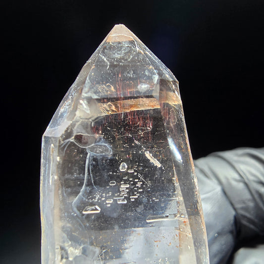 Sceptre de fer à Quartz fumé fantôme clair, pointe Goboboseb, namibie 48x20x10mm