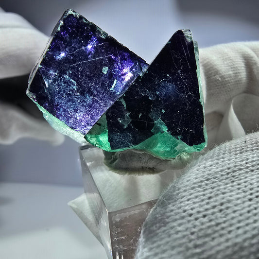 Fluorit Würfel Stufe, parkettiert grün lila 11:11 Angel Pocket Okorusu, Namibia 43*35*19mm