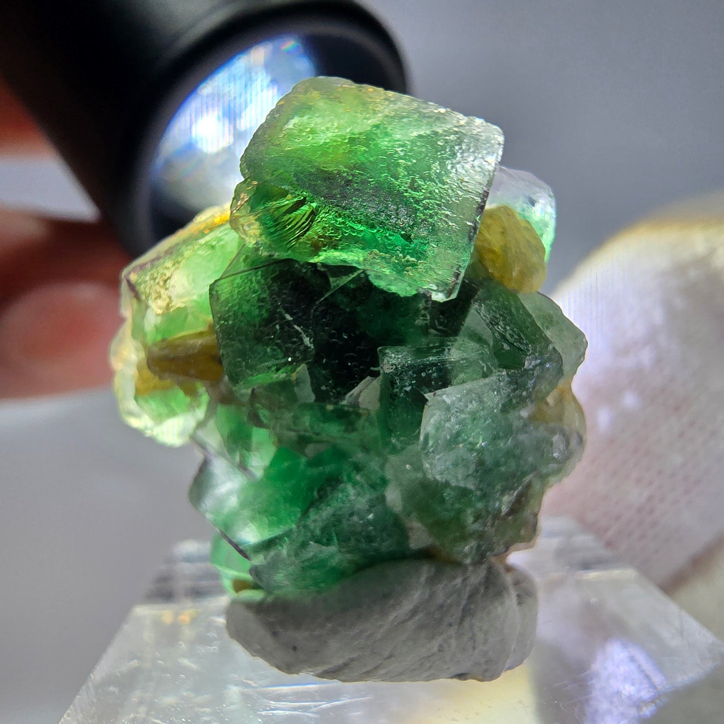 Cube de fluorite fantôme, spécimen de muscovite, Erongo, Namibie, 27 x 25 x 19 mm