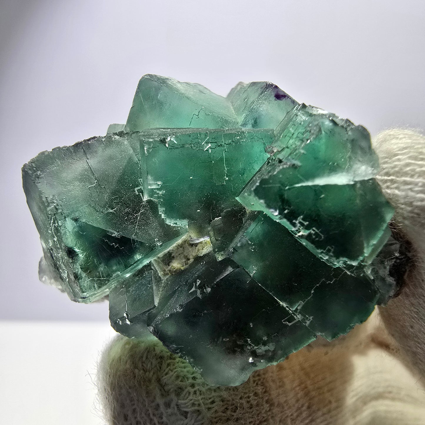 Rare spécimen de cube de fluorite fantôme, parqueté vert Okorusu, Namibie, 39 x 33 x 23 mm
