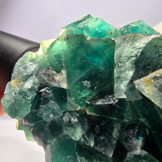 Rare spécimen de cube de fluorite fantôme, vert violet Okorusu Namibie 75*59*25 mm